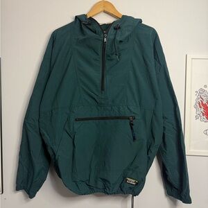 L.L Bean Packable Vintage Green Hooded Pullover Jacket